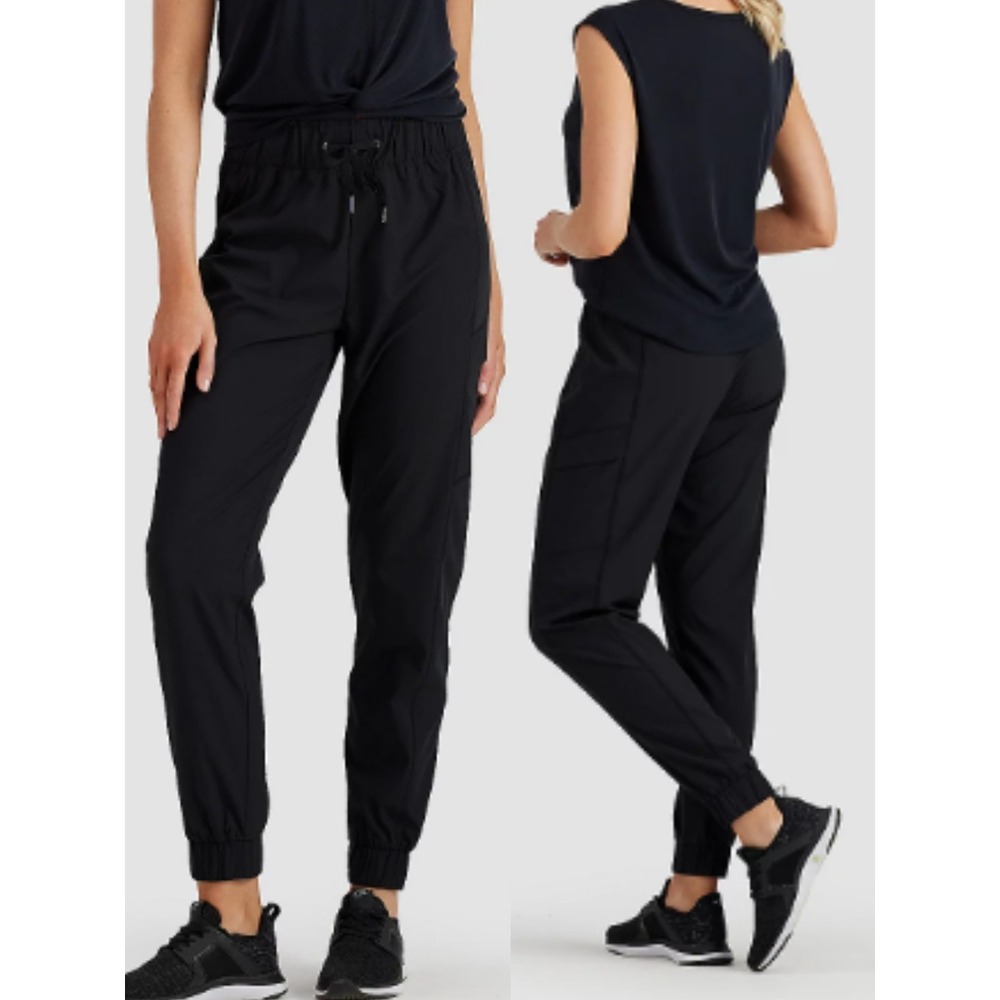 Freely Passage Jogger Pant L Black Stretch Waist Hiking Athleisure Pull On Cargo